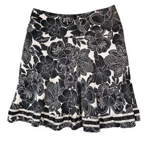 Clues Collection‎ Skirt Womens 10P Petite Black Floral Side Zip